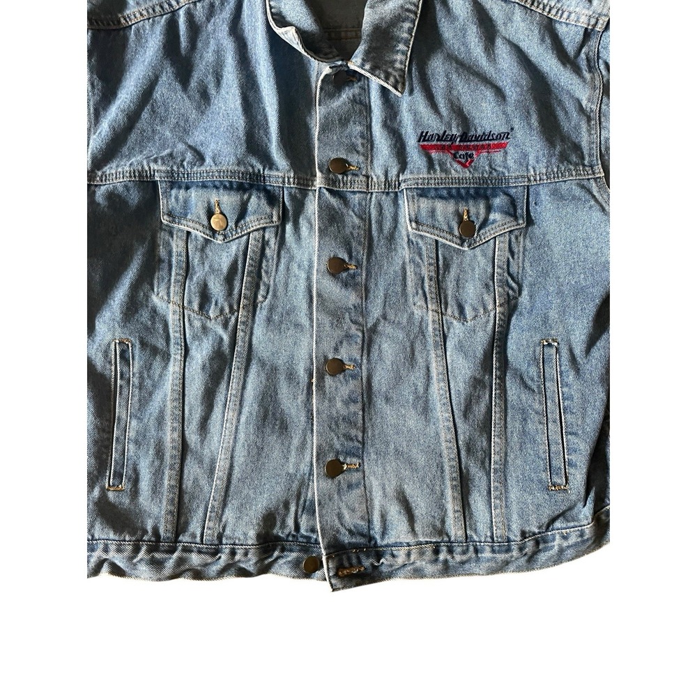 Harley-Davidson Jacket Mens Large Blue Denim Las Vegas Cafe Live To Ride - Picture 3 of 10